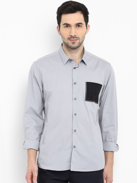 

Parx Men Grey Slim Fit Opaque Casual Shirt