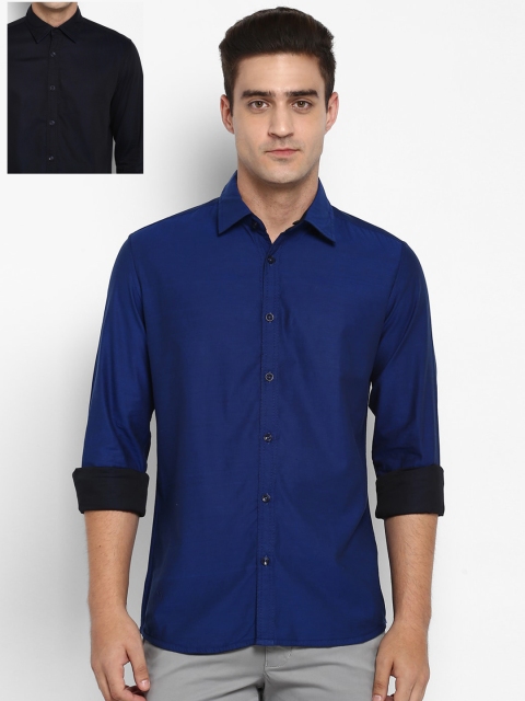 

Parx Men Blue Slim Fit Solid Reversible Cotton Casual Shirt