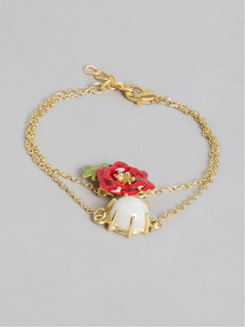 

BrashBug Gold-Plated Red Cubic Zirconia Enamelled Charm Bracelet
