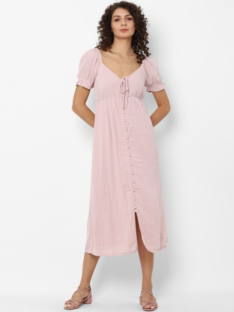 

AMERICAN EAGLE OUTFITTERS Pink Striped A-Line Midi Dress
