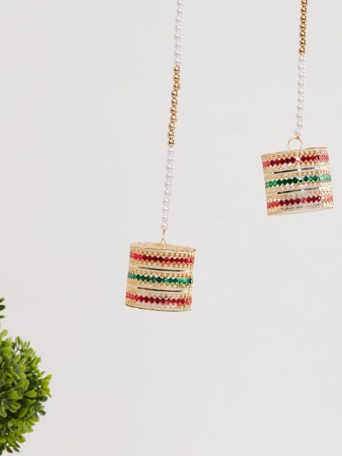 

Home Centre Set Of 2 Gold & Red Metal Hanging Light Toran