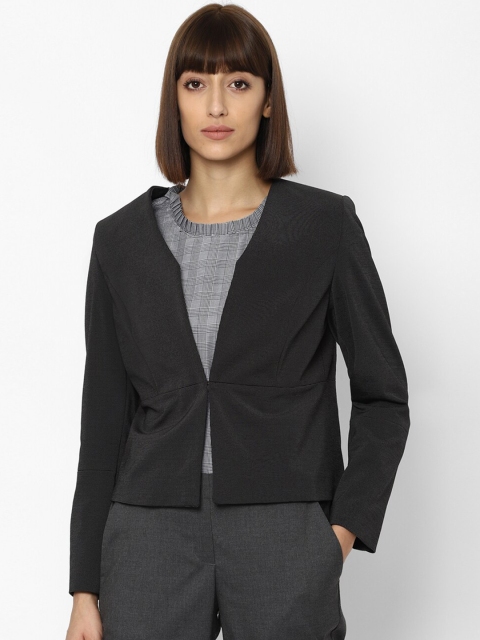 

Allen Solly Woman Women Black Self Design Single Breasted Blazer