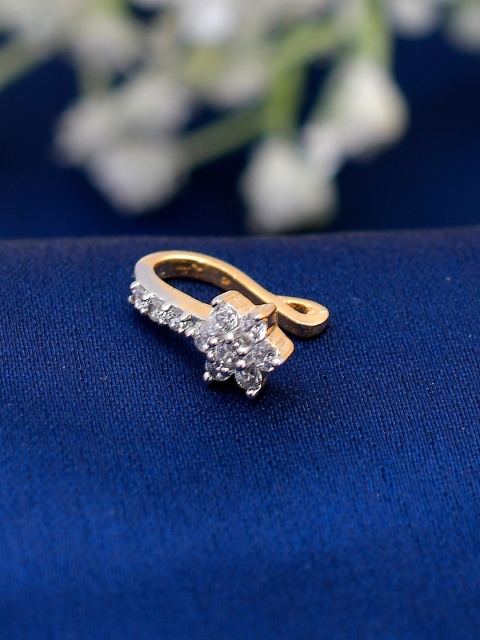 

Shoshaa Gold-Plated & White CZ-Studded Handcrafted Nose Pin