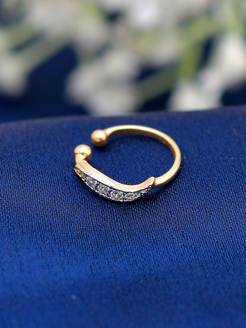 

Shoshaa Gold-Plated White CZ-Studded Handcrafted Nosepin