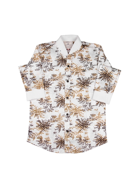 

LITTLE DINO Boys Yellow Modern Slim Fit Floral Opaque Printed Casual Shirt