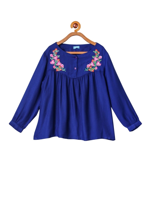 

Miyo Blue Floral A-Line Top