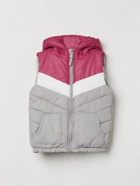 

max Girls Pink Grey Colourblocked Lightweight Padded Jacket