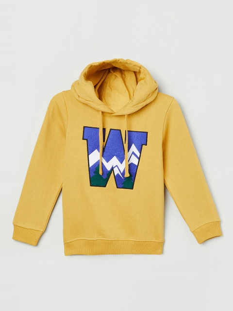 

max Boys Yellow Printed Hooded Sweatshirt