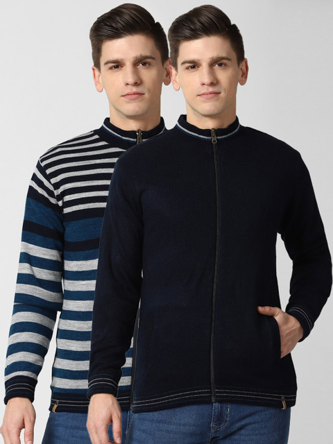 

Peter England Casuals Men Black & White Acrylic Reversible Cardigan