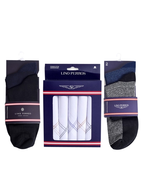 

Lino Perros Men Cotton Socks & Handkerchief Gift Set, White