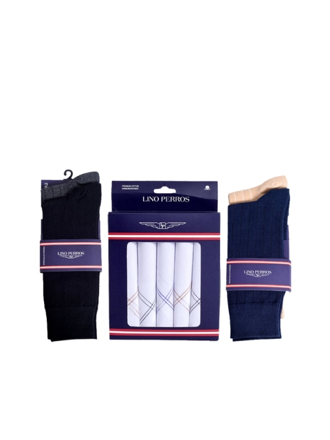 

Lino Perros Men Pack Of 9 Cotton Socks & Handkerchief Gift Set, White