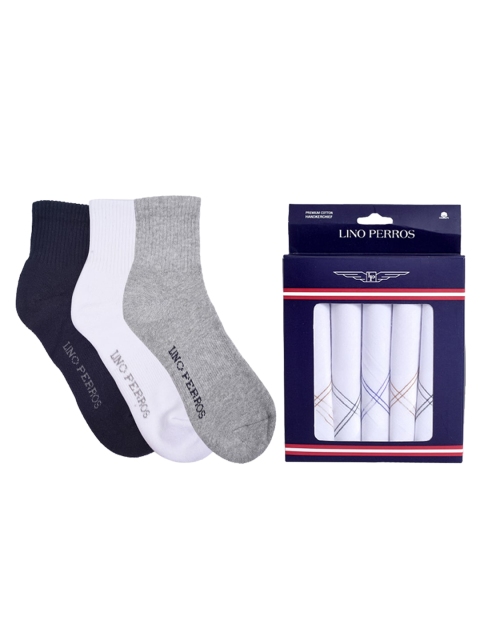 

Lino Perros Men White & Grey Solid Accessory Gift Set