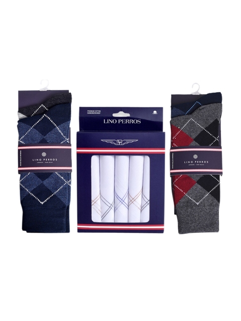 

Lino Perros Men White & Grey Printed Cotton Accessory Gift Set