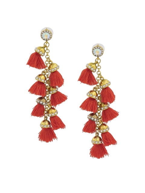

Bellofox Red Gold-Plated Contemporary Drop Earrings