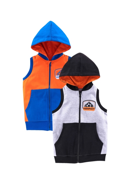 

KiddoPanti Boys Orange Colourblocked Hooded Sweatshirt