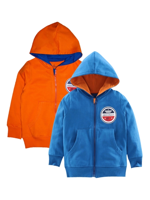 

KiddoPanti Boys Orange & Blue Pack of 2 Hooded Sweatshirts