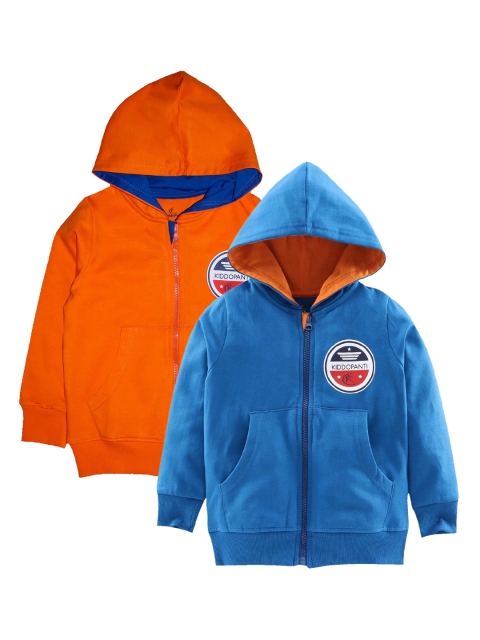 

KiddoPanti Boys Orange & Blue Hooded Sweatshirt Pack of 2