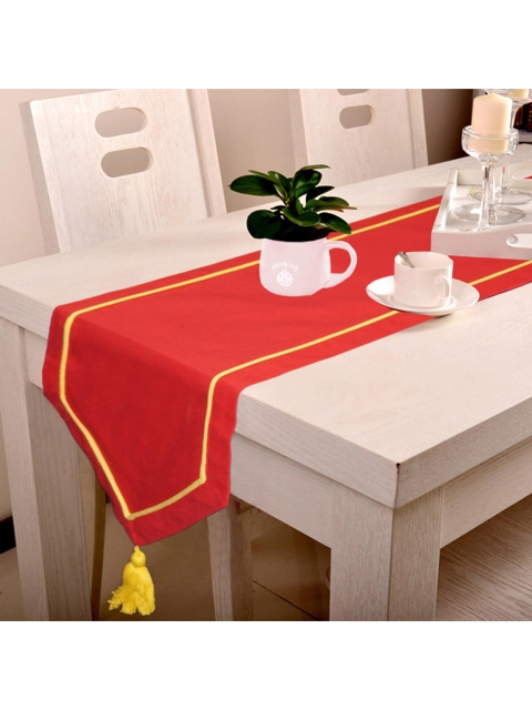 

Lushomes Red & Yellow Solid Pure Cotton Table Runner