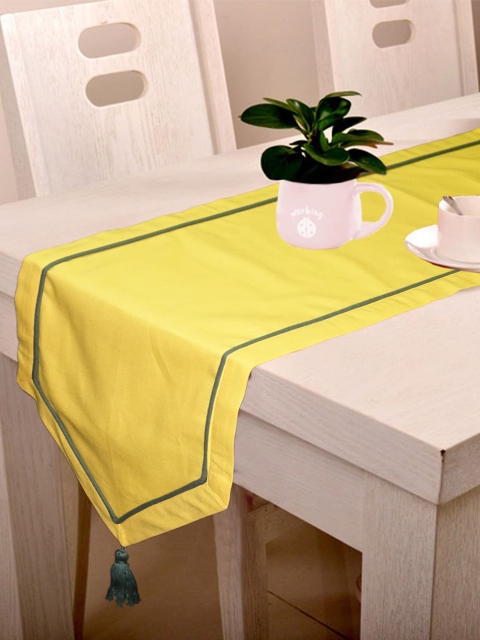 

Lushomes Yellow & Green Solid Pure Cotton Table Runner