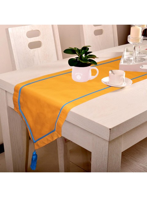 

Lushomes Orange & Blue Solid Classic Pure Cotton Runner