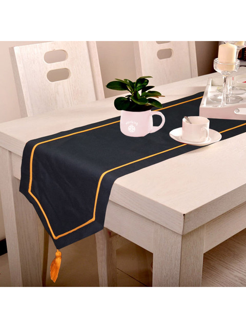 

Lushomes Black & Yellow Solid Pure Cotton Table Runner