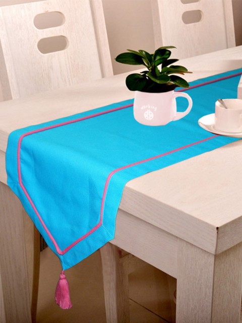 

Lushomes Blue Solid Cotton Table Runner
