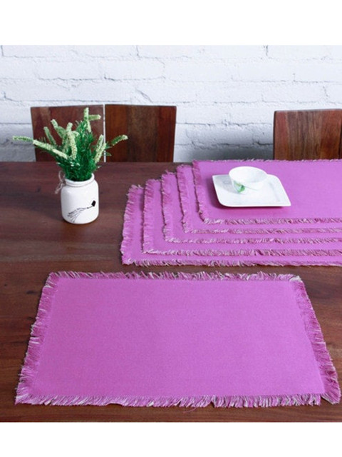 

Lushomes Pack Of 6 Purple Reversible Fringe Table Mats