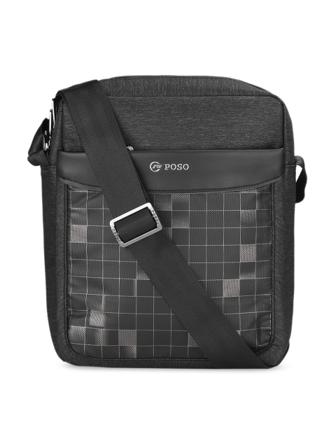 

POSO Unisex Black Printed Messenger Bag
