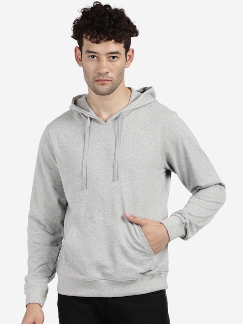 

MASH UNLIMITED Men Grey Hooded Cotton Sweatshirt