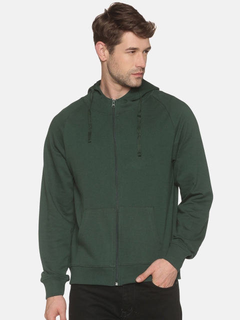 

MASH UNLIMITED Men Green Hooded Cotton Sweatshirt