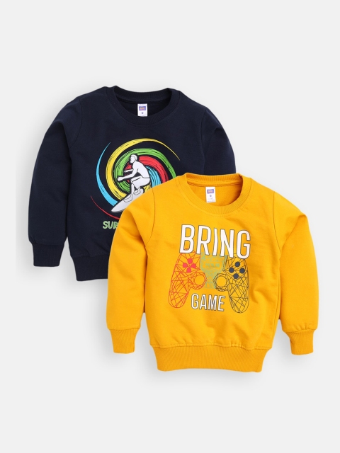 

Nottie Planet Boys Pack of 2 Printed Sweatshirts in Yellow & Navy Blue