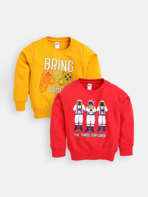 

Nottie Planet Pack of 2 Boys Mustard & Red Printed Sweatshirt