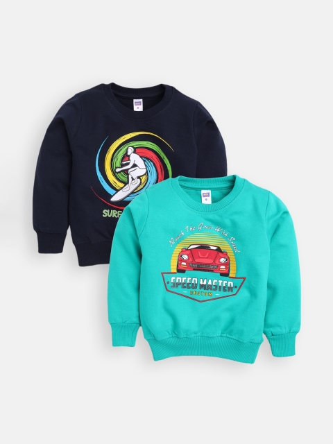 

Nottie Planet Boys Pack Of 2 Navy Blue Printed Sweatshirt