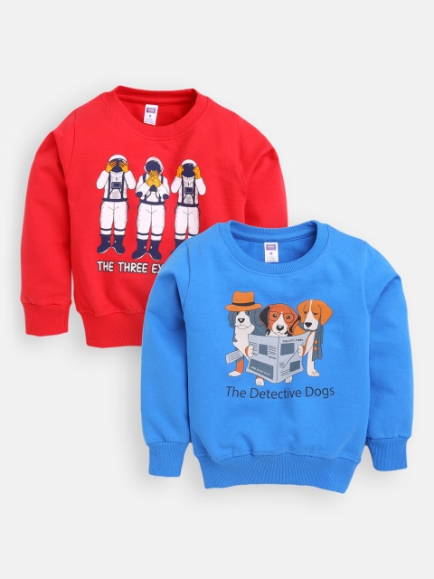 

Nottie Planet Boys Pack Of 2 Printed Cotton Sweatshirt, Red