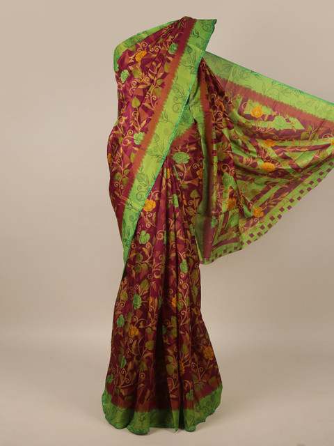 

Pothys Purple & Green Floral Printed Saree
