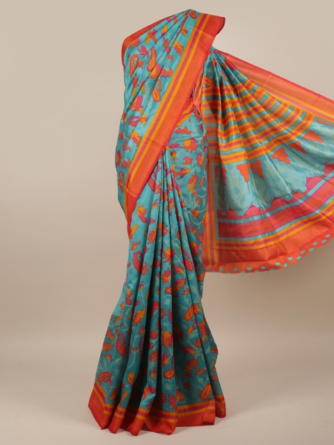 

Pothys Women Blue Printed Jute Silk Saree