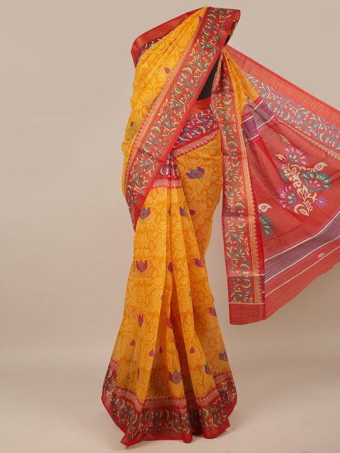 

Pothys Yellow & Red Ethnic Motifs Saree