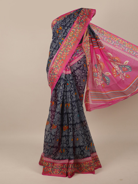 

Pothys Blue & Magenta Floral Saree