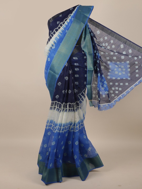 

Pothys Blue Cotton Blend Bandhani Printed Saree