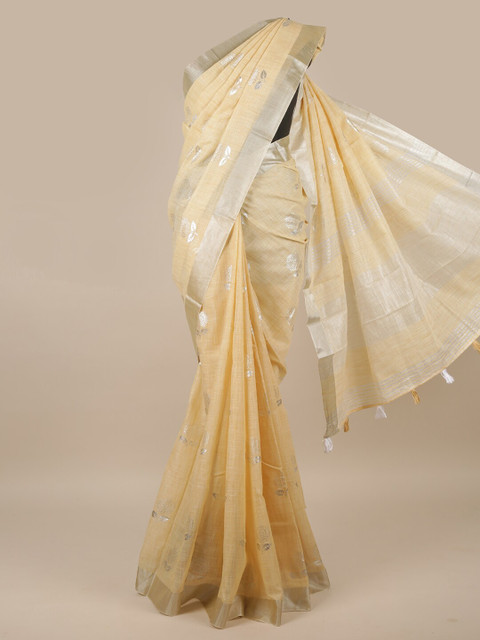 

Pothys Women Cream Linen Blend Saree