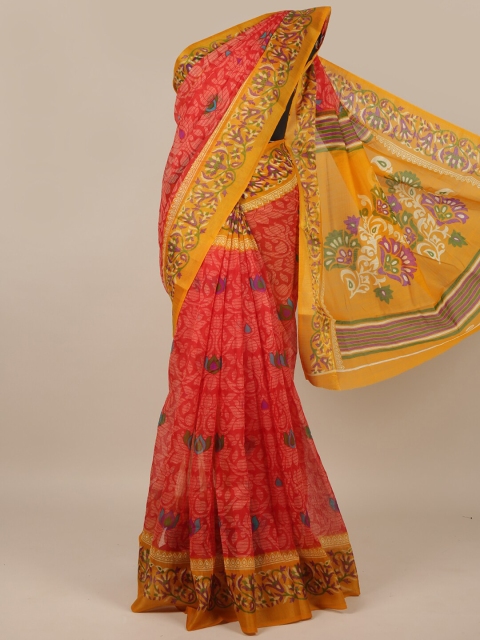 

Pothys Red & Yellow Floral Printed Saree
