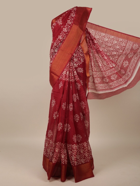 

Pothys Women Maroon Printed Cotton Blend Saree