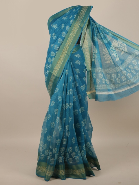 

Pothys Blue & White Floral Saree