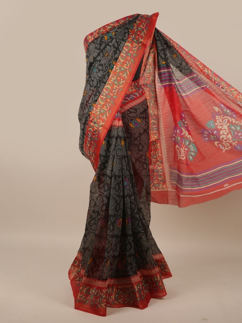 

Pothys Black & Red Ethnic Motifs Saree