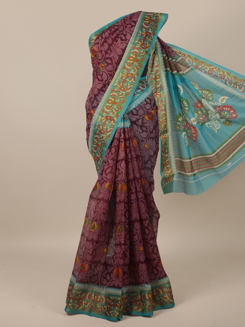 

Pothys Purple & Blue Floral Saree