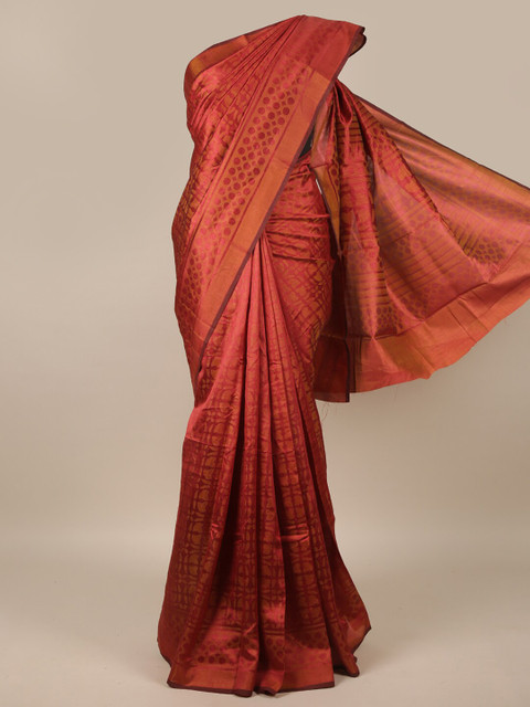 

Pothys Pink Printed Jute Silk Saree