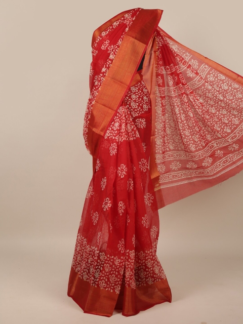 

Pothys Red & White Floral Printed Saree