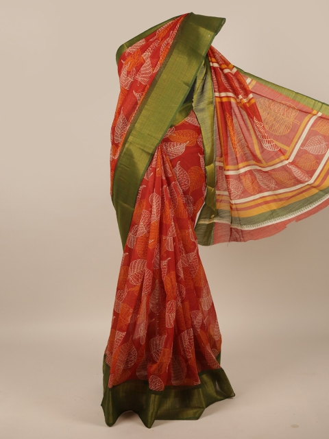 

Pothys Rust & Green Floral Saree