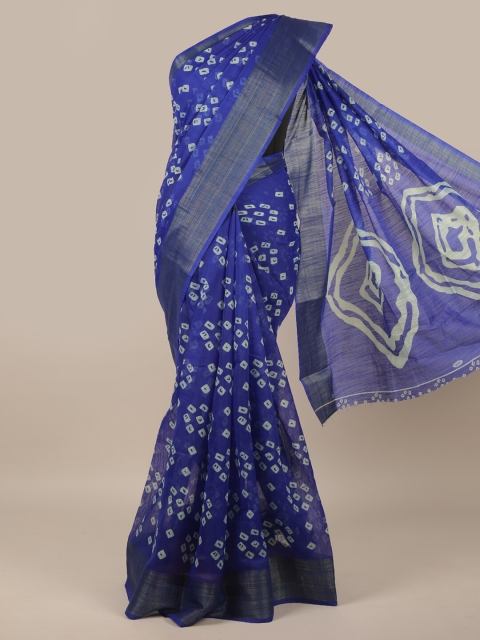 

Pothys Blue & White Dabu Saree