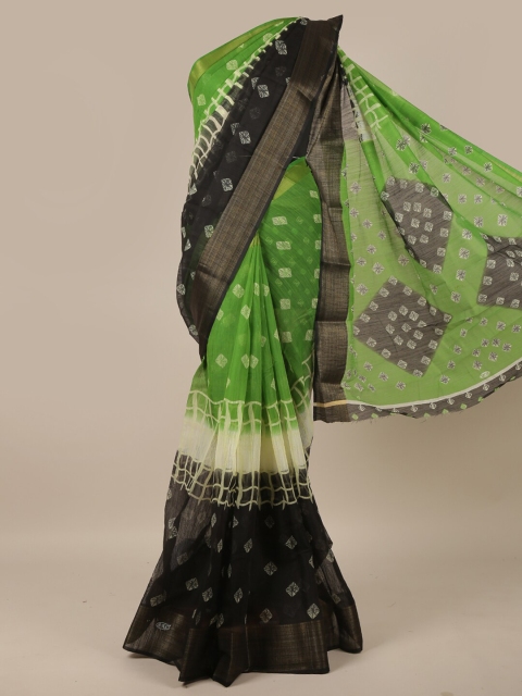 

Pothys Green & Black Bandhani Saree